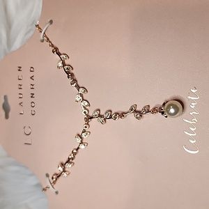 New Lauren Conrad Rosetone Necklace w/ Faux Pearl, NWT